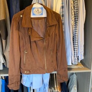 Faux suede moto jacket